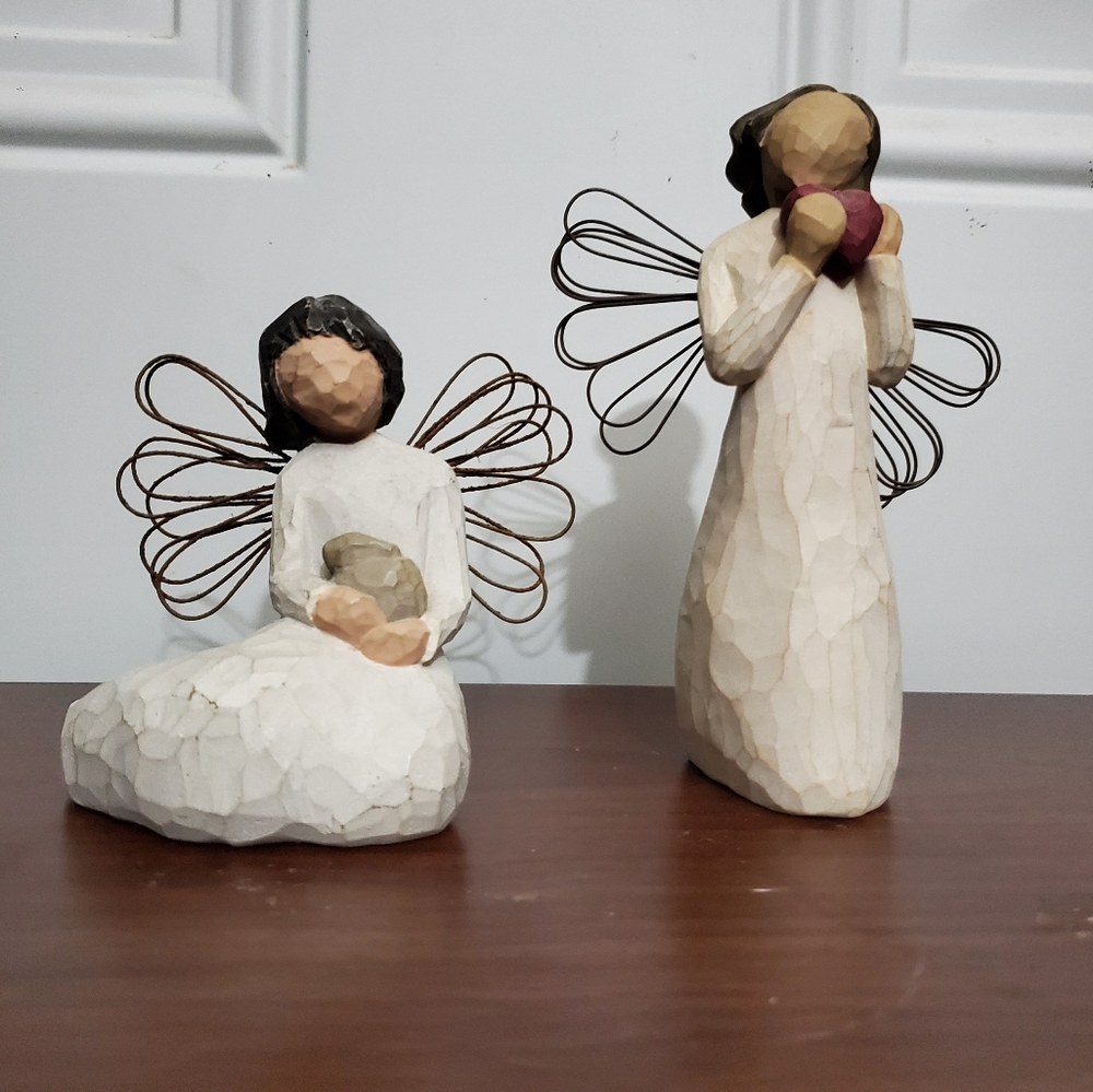 Demdaco Vintage Willow Tree Angel of the heart and Angel of Protection Set of 2